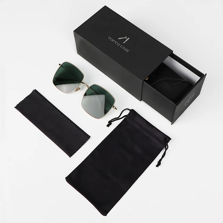luxury glasses leather set, glasses spectacle box set 4 pcs sets, sunglass Packaging own logo glasses carton case gift set