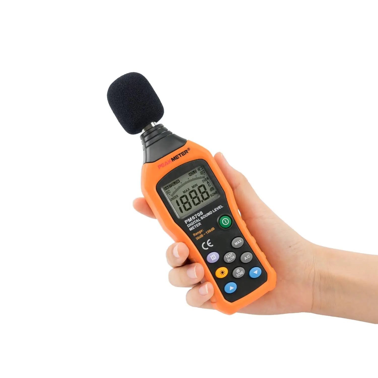 30-130dB Digital Sound Level Meter Noise Tester Sound Detector MS6708 with digital and analog display
