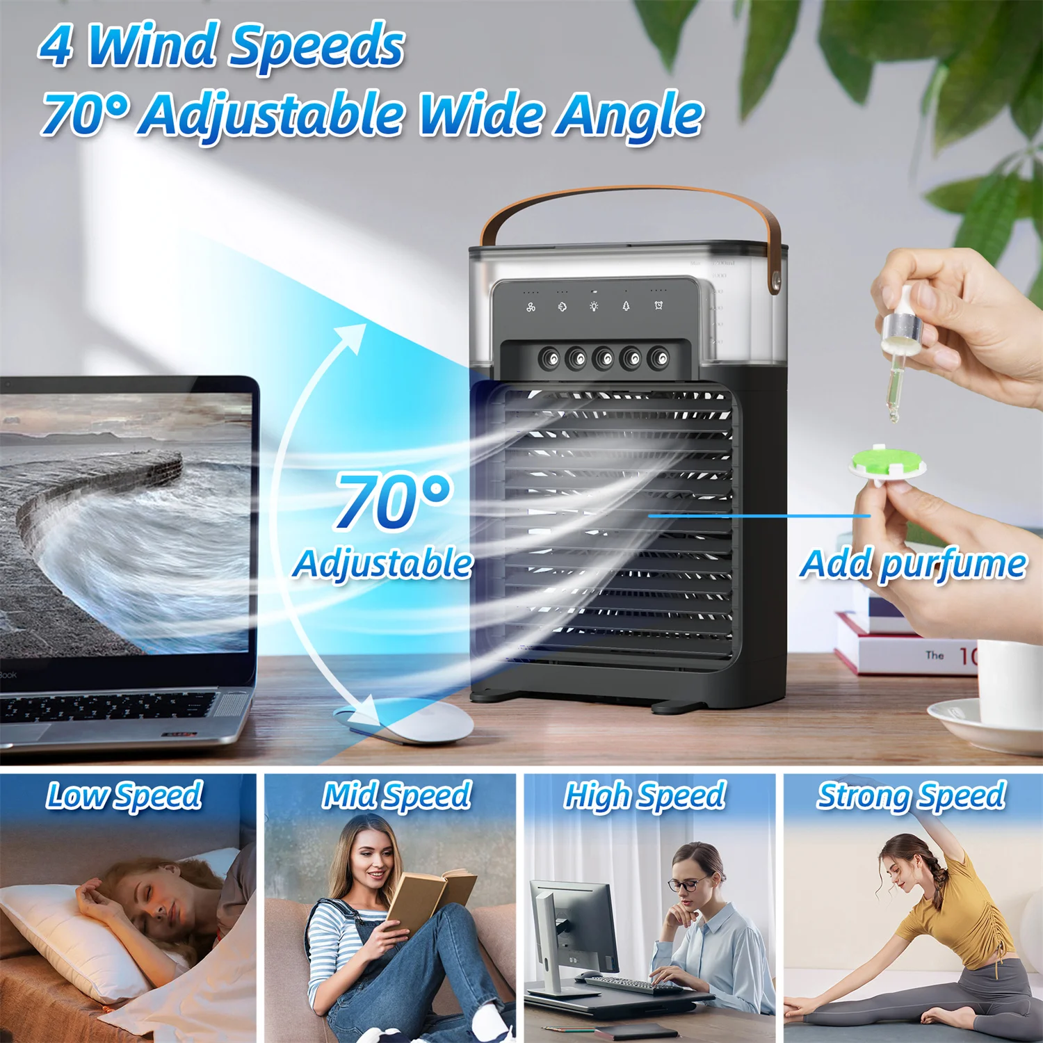 Custom New Evaporative Air Cooler Remote Control 4 IN 1 OEM Portable Air Cooler with 4 Speeds and Timer Fan Humidifier for Home