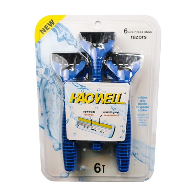 Горячая Распродажа, бритва с 3 лезвиями, одноразовая бритва с высококачественной нержавеющей сталью, бритва с смазочной лентой