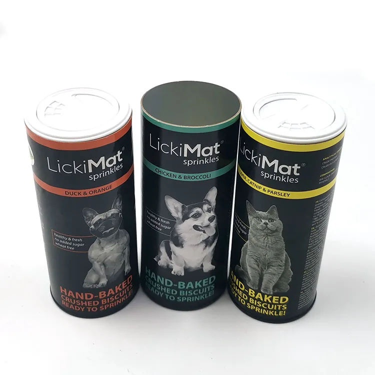 Cat Dog Pet Food Powder Paper Tubes Packaging cardboard cans with Plastic Shaker