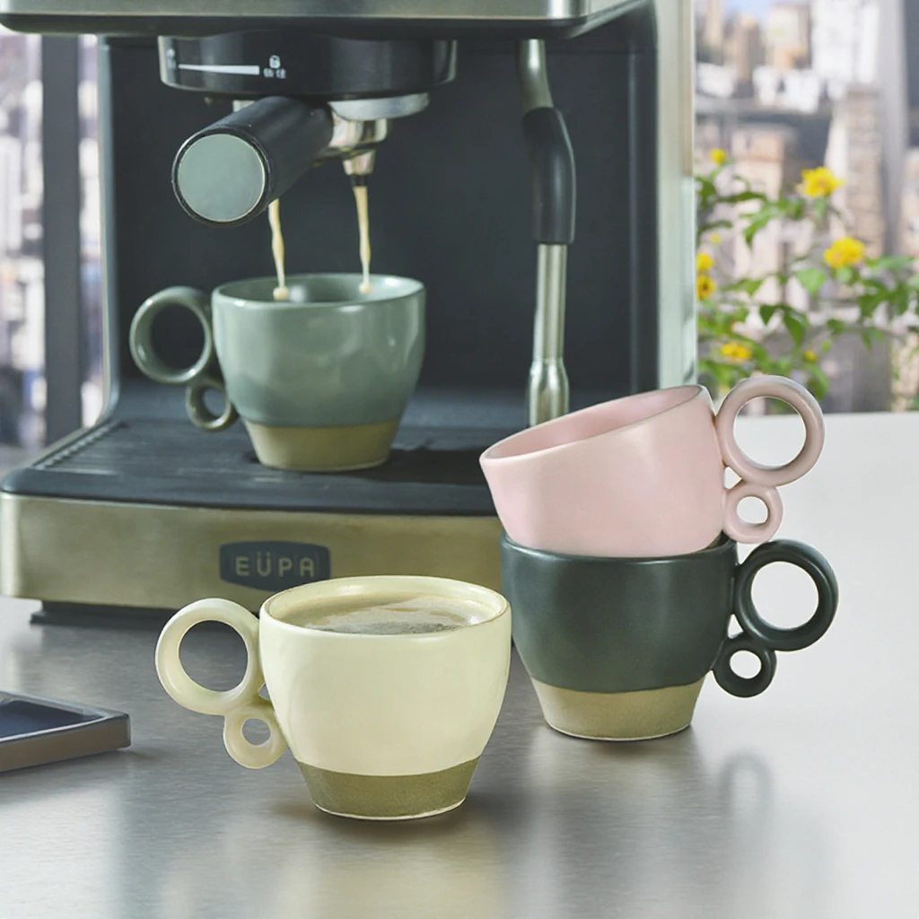 New arrival Ceramic coffee mug mini Espresso & Coffee Cup Set with Handle for Tea & Coffee Serving