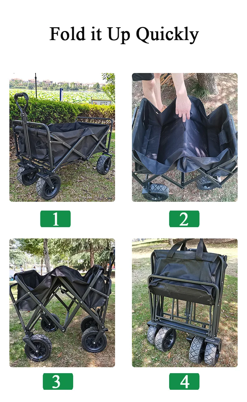 Outdoor Beach Camping Wagon Carry Kid Baby Cart Trolley Garden Foldable Collapsible Folding Cart Wagon