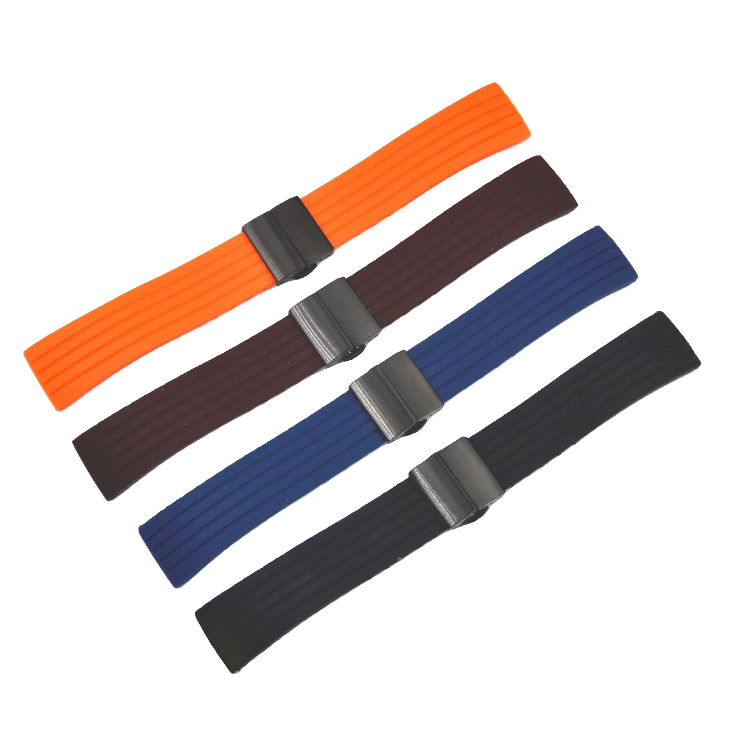 New style 304 stainless steel butterfly watch buckle clasp silicone changeable watch bracelet 20/22/24mm