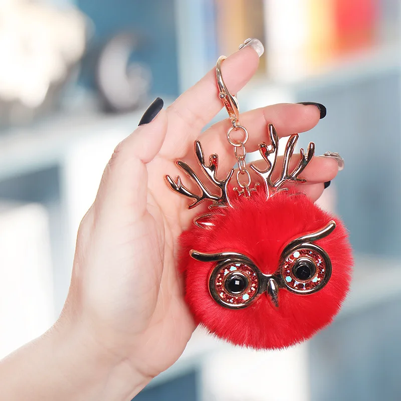 Plush doll owl can be customized 8 cm hair ball keychain bag pendant