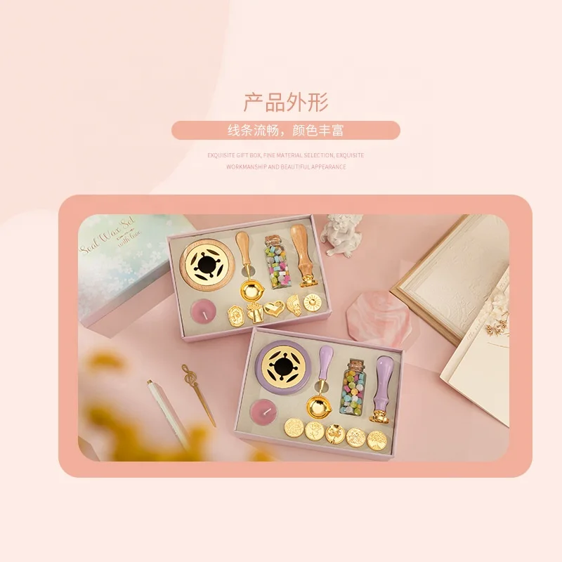 Cherry blossom series Sealing Wax Stamp set with Copper Wax Seal Stamp Head for birthday gift Valentine Day