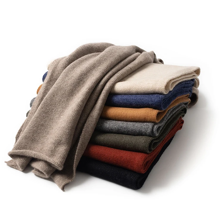 Factory Wholesale Custom Plain Knitted Women 100% Cashmere Scarf Women Grey Color Winter Mufflers