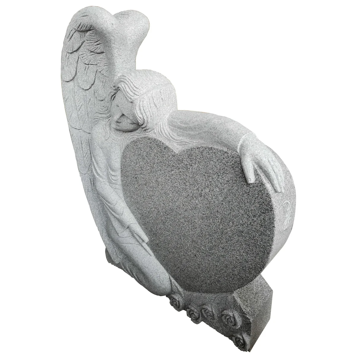 G603 White Granite Carving Angel Carrying Holding Heart Tombstone Headstones Monument
