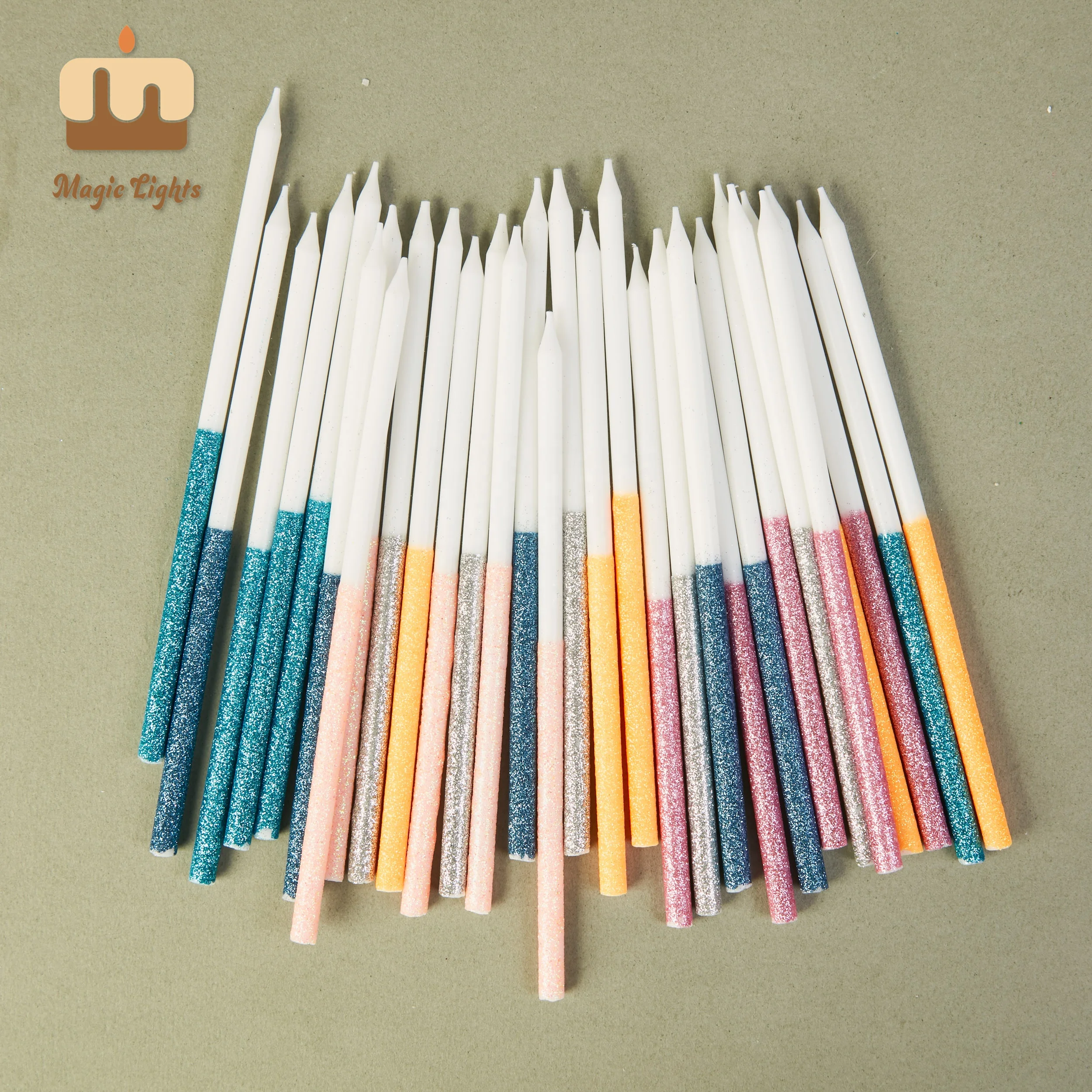 Free Sample Policy Multicolor Dipped Glitter Candles For Cake
