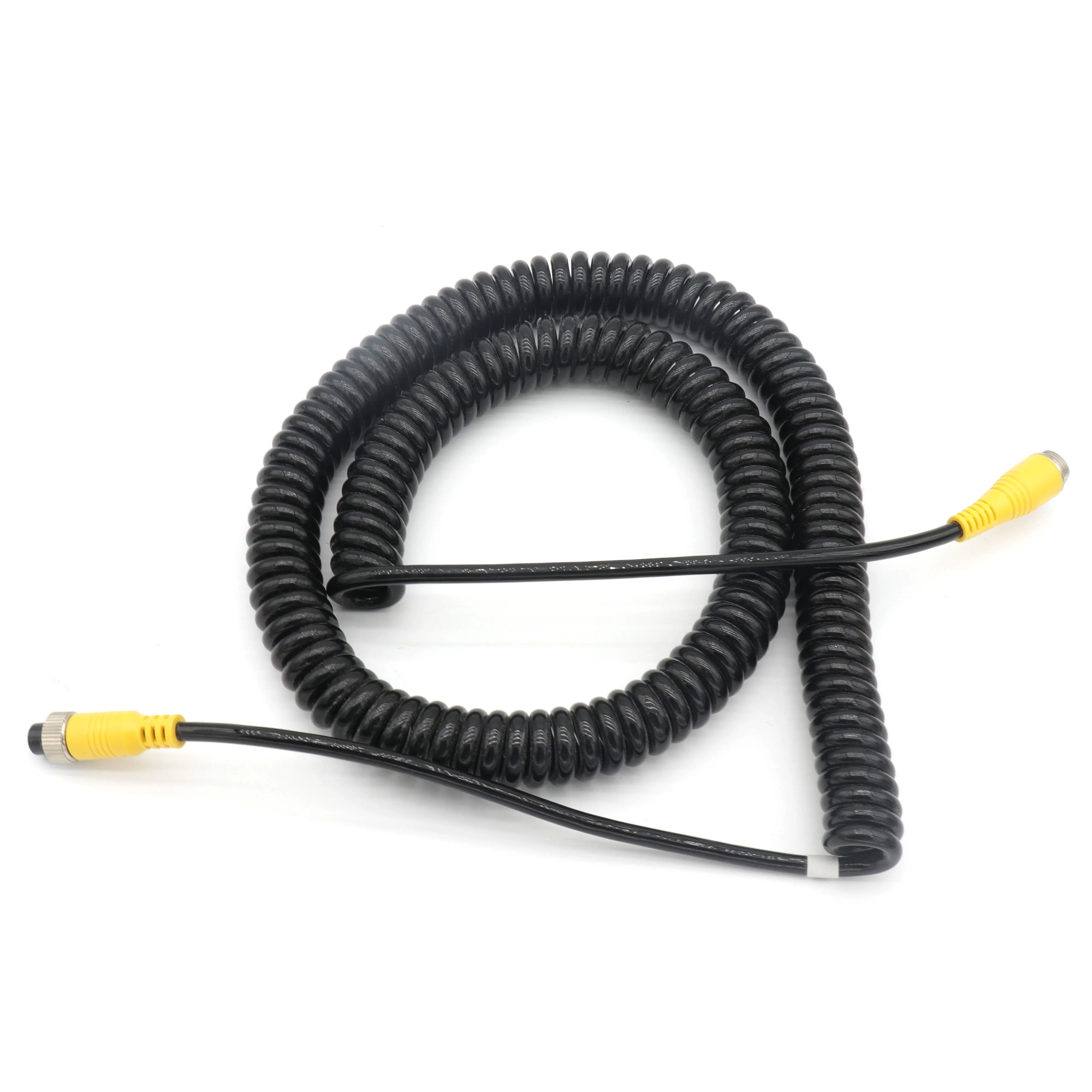 Car Video 4Pin Aviation Extension Lead Coil Spiral Cable for CCTV Rearview Camera Truck Trailer Camper