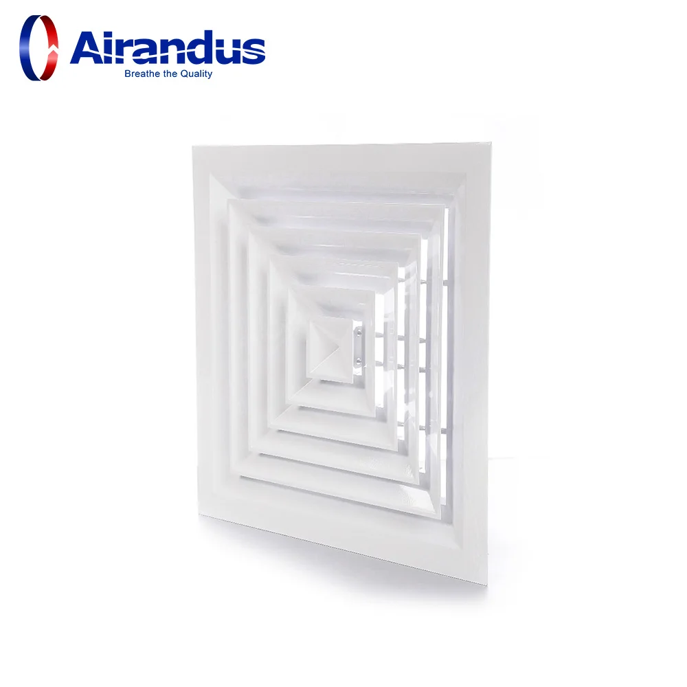 Square 4-Way square aluminum air vent grille outlet ceiling diffuser air grilles for ventilation