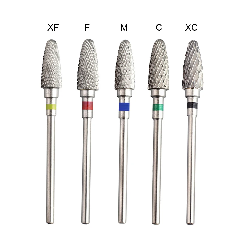 5 in 1 Nails Grinding Manicure Accessories Drill Tool Nail Electric File Silver Tungsten Carbide Nail Drill Bit Set