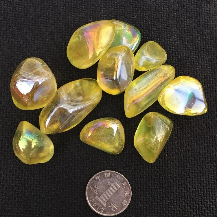 Hot Sale Rainbow Natural Aqua Angel Quartz Crystals Tumbled Chips Stone