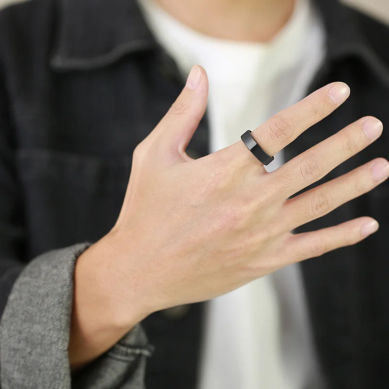 Hot Selling Cheap Jewelry Simple Design 6mm White Black Ceramic Ring Blank Wedding Band Ring for Men Women