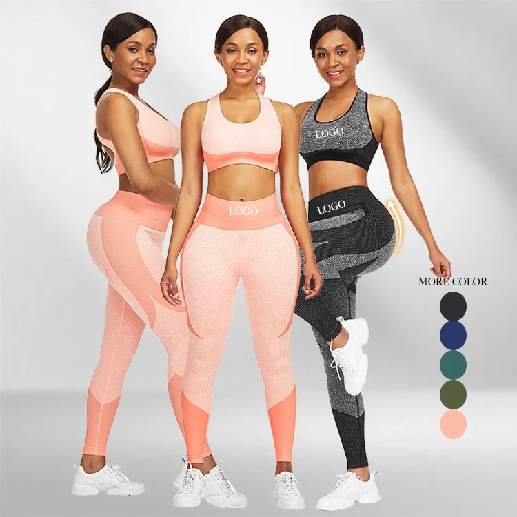 
Custom Logo 2 Piece Yoga Sets Womens Yoga Wear Sets Fitness Sportswear Two Piece Set Women Clothing 