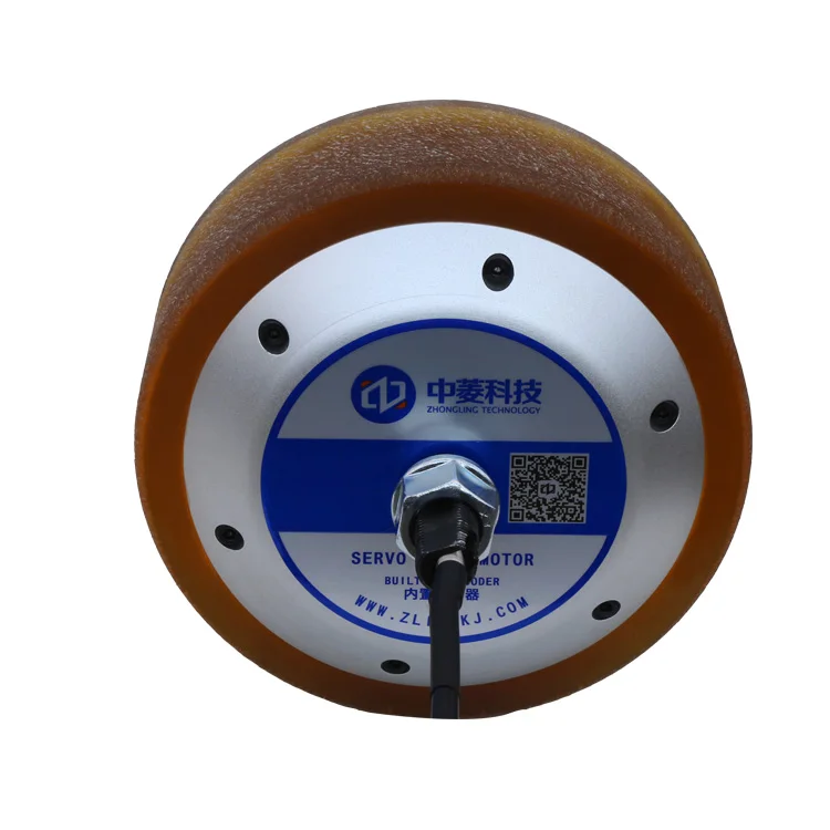6.5 inch 48V 500W 200kg dc brushless waterproof IP65 Flat surface Heavy Duty PU AGV wheel hub servo motor for Pallet Handling