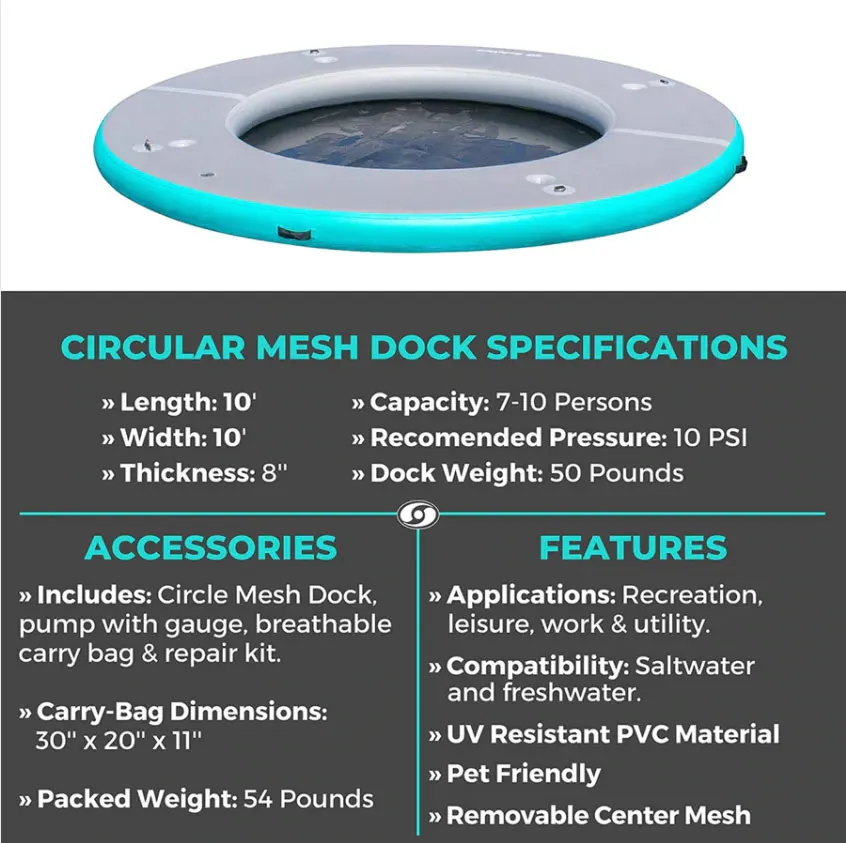 Yacht dock Inflatable Floating Platform Ocean Swimming Pool Round Pool Float Island Folded Hangout Water Hammock With Net