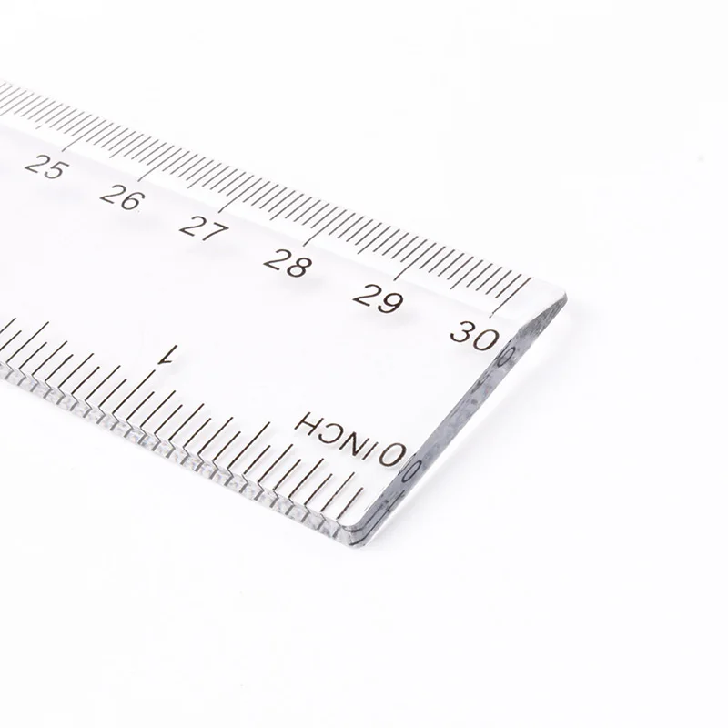 Plastic Scale Ruler 30cm Ruler Actual Size Transparent Clear Custom Logo School Student Teaching Ruler