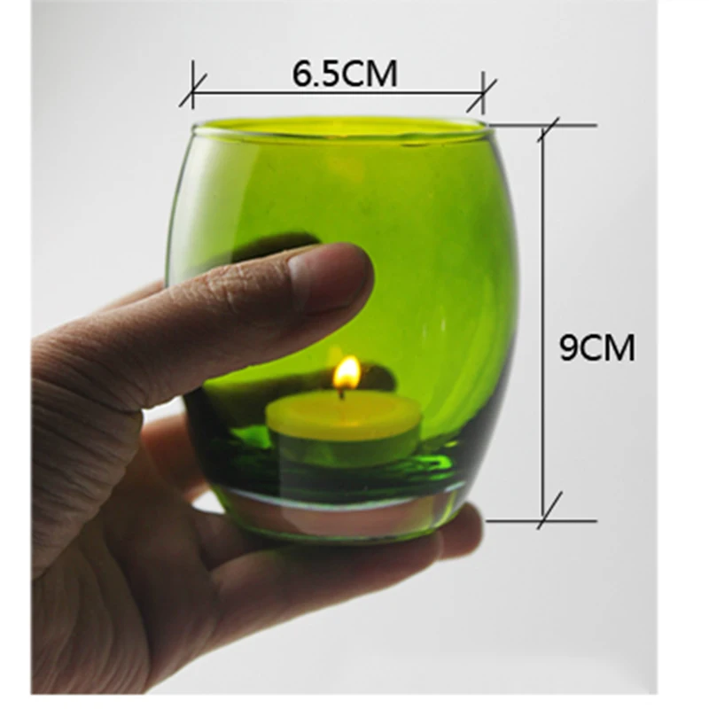 Christmas new color round drum transparent and stained glass candlestick candle cup romantic candlelight dinner bar decoration