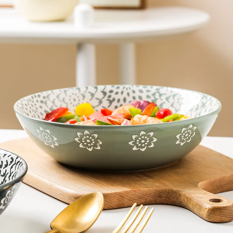 Most Popular Relief Ceramics Deeper Glaze Creative Personality Crockery Tableware Plate