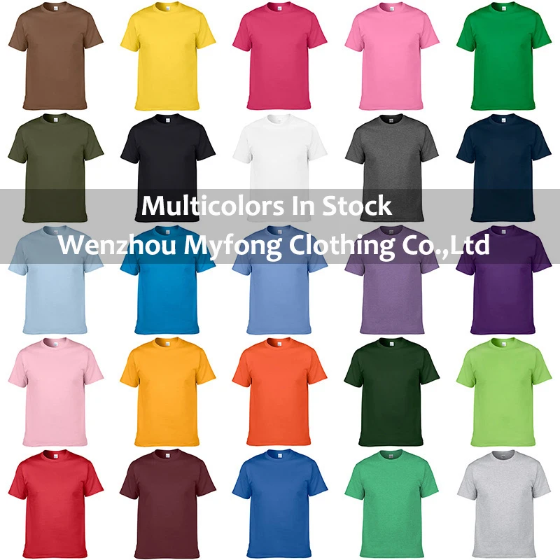 Wholesale Short Sleeve Blank Solid Color Print Logo Ring Spun Cotton Mens Custom T Shirts