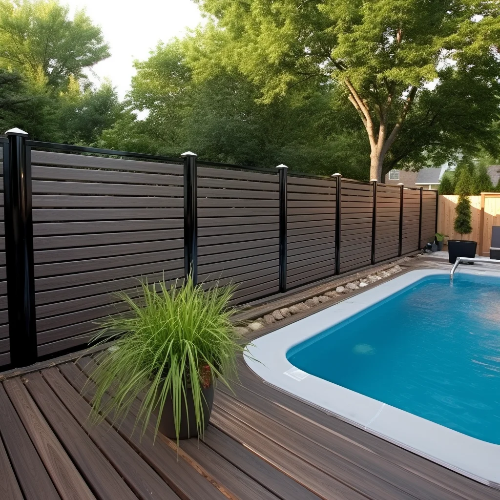 Looking Decorative WPC Fencing with Aluminum Customized Plastic Garden Fence System Waterproof