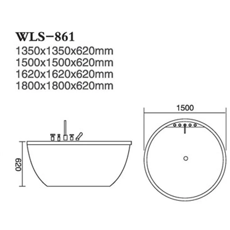 Round Whirlpool Bathtub Freestanding Luxury Outdoor Massager Bath B&B Independent Small Bathtub