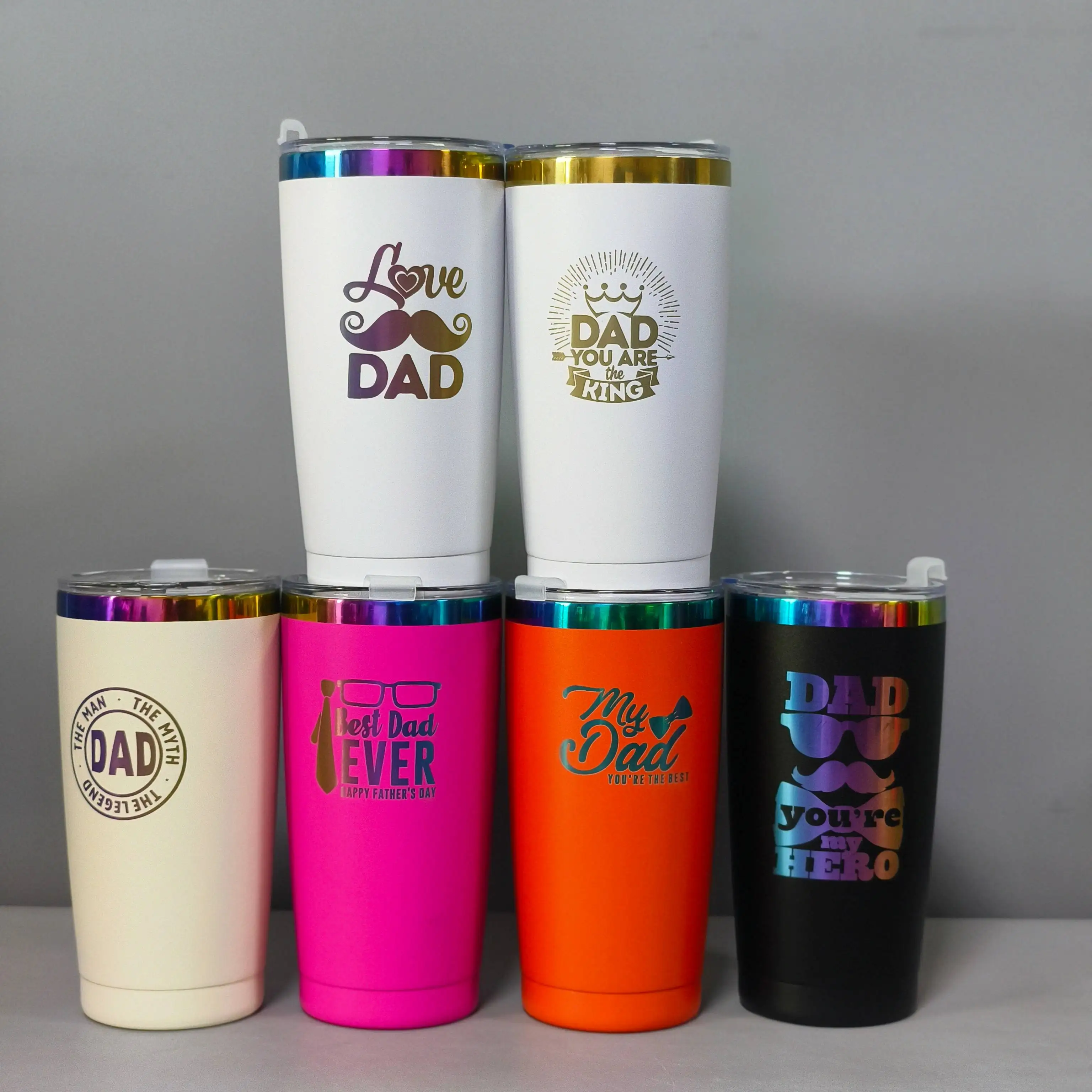 AGH 20oz rainbow plating powder coated tumbler for laser engrave logo custom printing double wall vacuum stainless steel