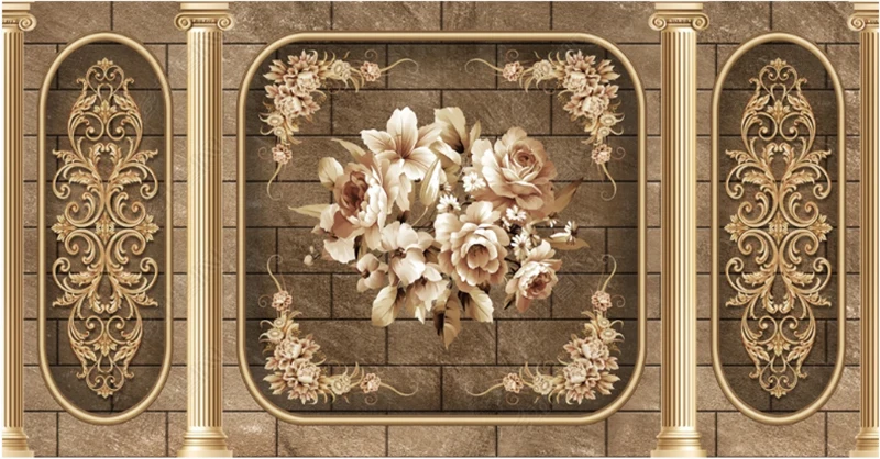 European Style Luxury Art Classic Flower Wall Mural Living Room Bedroom Tv Background Wallpaper Stickers