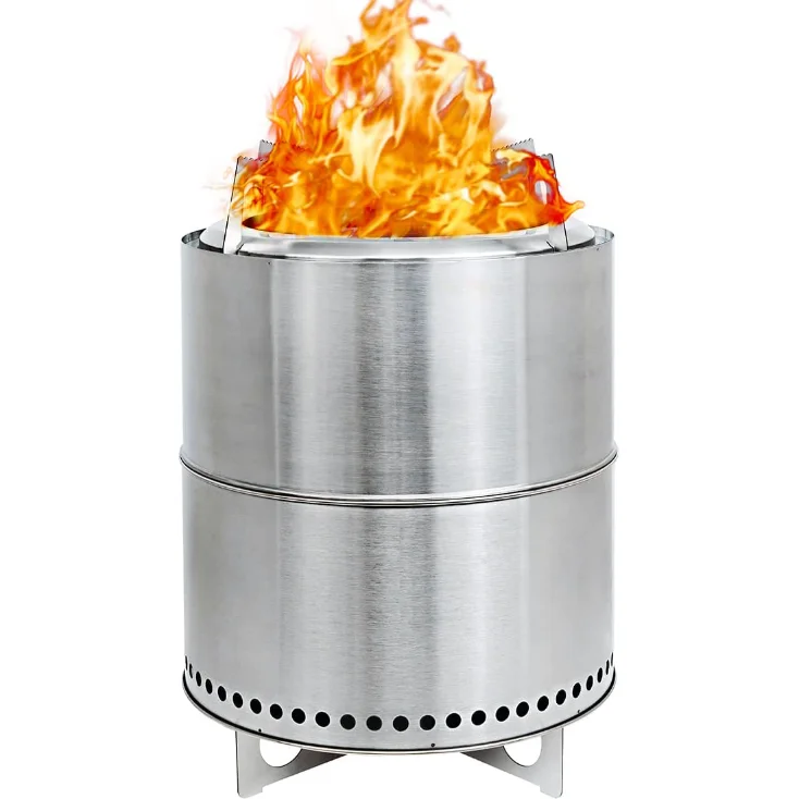 Camping Wood Stove Gas Firewood Burners Backpacking Furnace Portable Stainless Steel Split Fire Pit