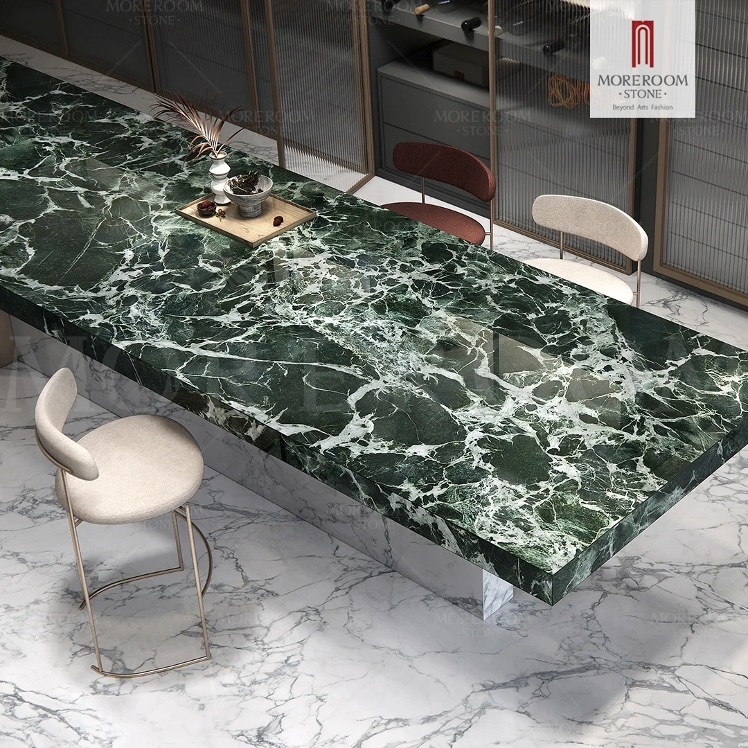 3000x1500 Green Tiles Livingroom Wall Slab Sintered Stone Slab Verified Manufacturer