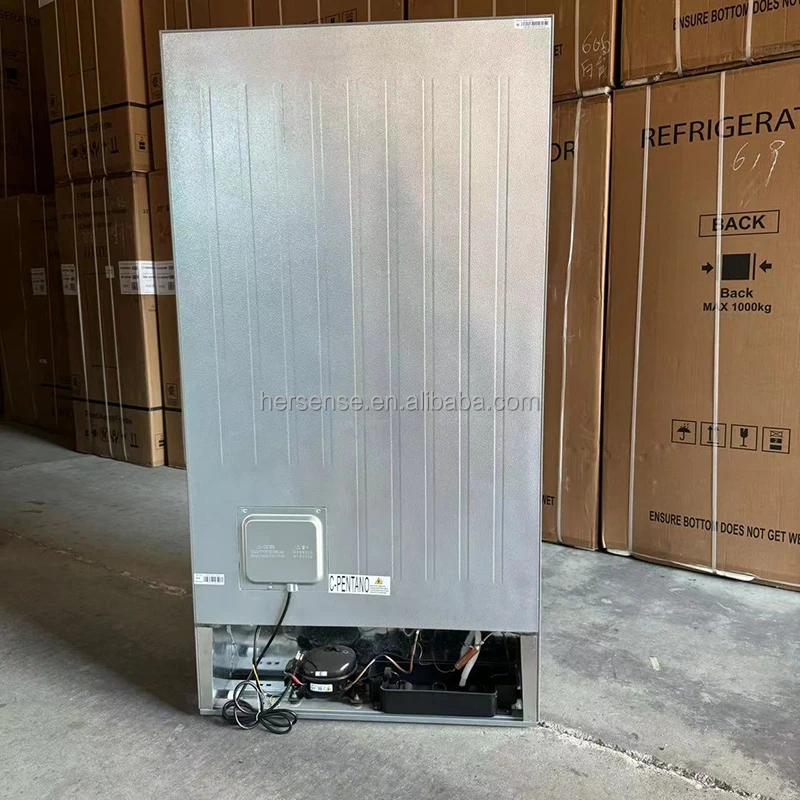 690L Silver Double Doors 220v50hz Stainless Steel Panel Compressor Big Capacity Down Freezer Air Cooling Without Frost 91cm