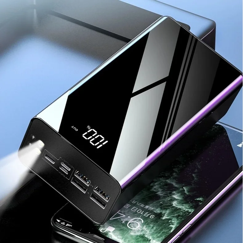 50000mAh Powerbank Larger Capacity Portable  Power Bank 50000 Mah Four Port Output Digital  Charger with LED Lights