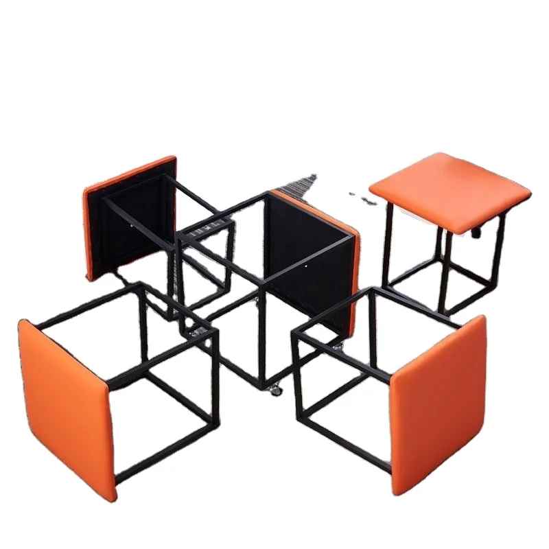 Multi-functional Bedroom Furniture Cube Ottoman Stools with Universal Wheels Metal Les Space Saving Stool