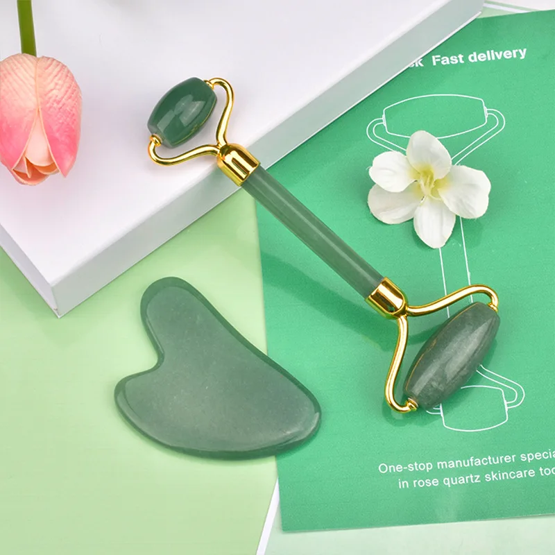 Custom Logo Natural Grey Agate Gua Sha Stone Facial Massager Wholesale Guasha Agate Scraping Board Wholesale Jade Gua Sha Sets