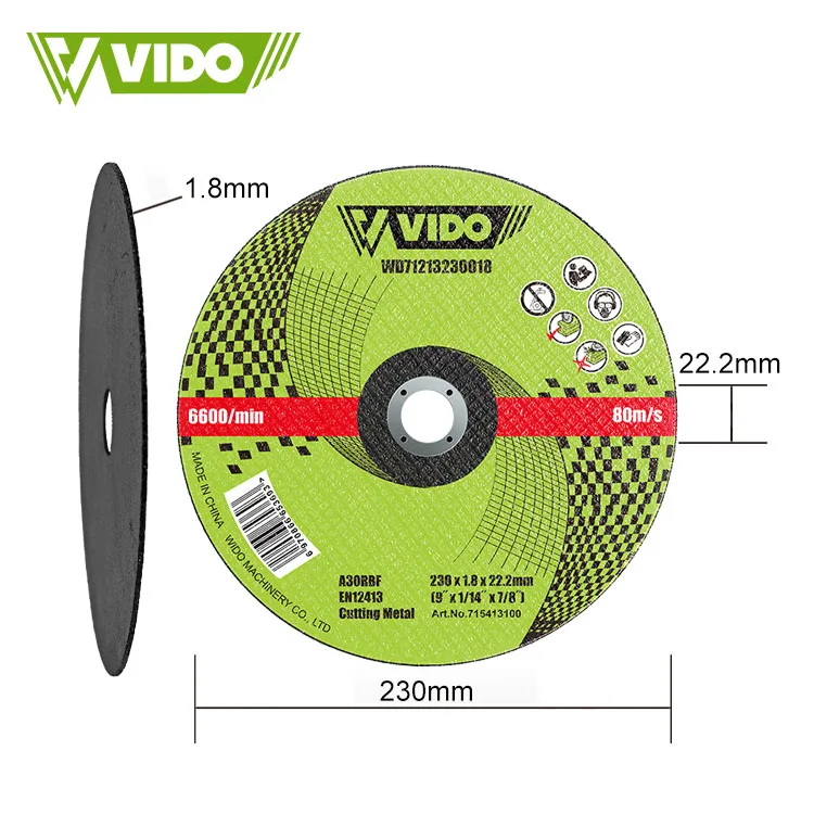 VIDO abrasive good price production line cutting wheel disc 230mm blade china 9inch for stainless steel cutting