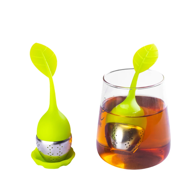 304 Stainless Steel Heat Tea Infuser Leaf Shape Silicone Tea Filter Tea Strainer