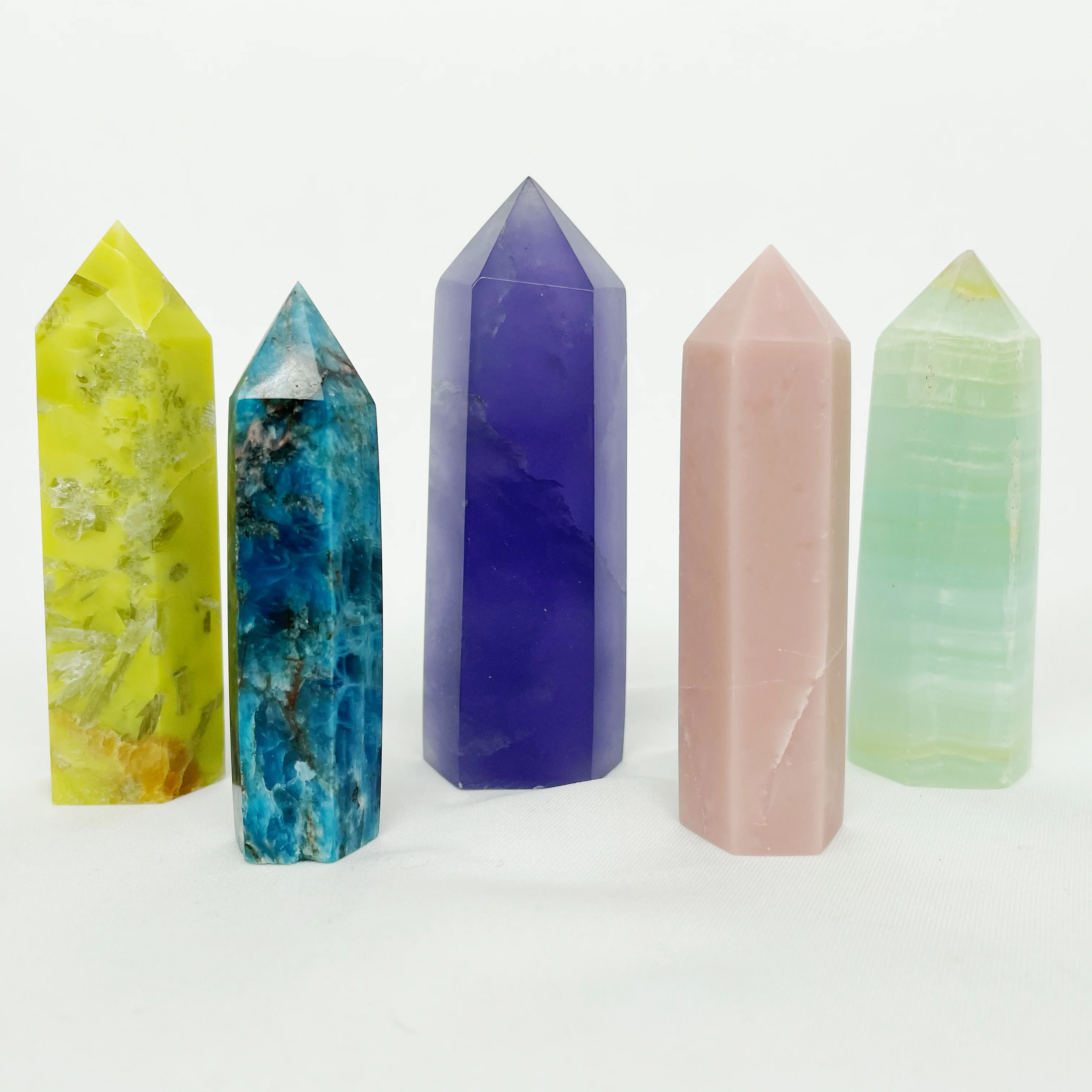 Wholesale Natural Crystals Healing Stones Tower Amethyst Clear Rose Quartz Crystal Wand Crystal Point Semi-precious Stone