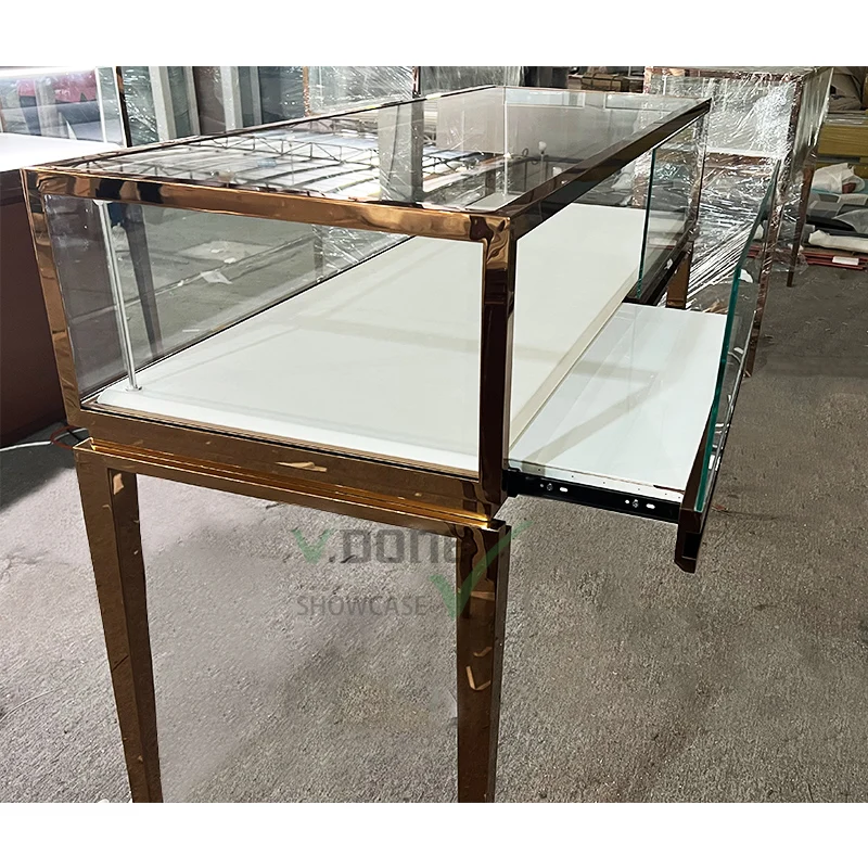 Customized Retail Jewelry Watch Shop Design Jewellery Display Counter Cabinet Wrist Watch Display Showcase Interior Decoration