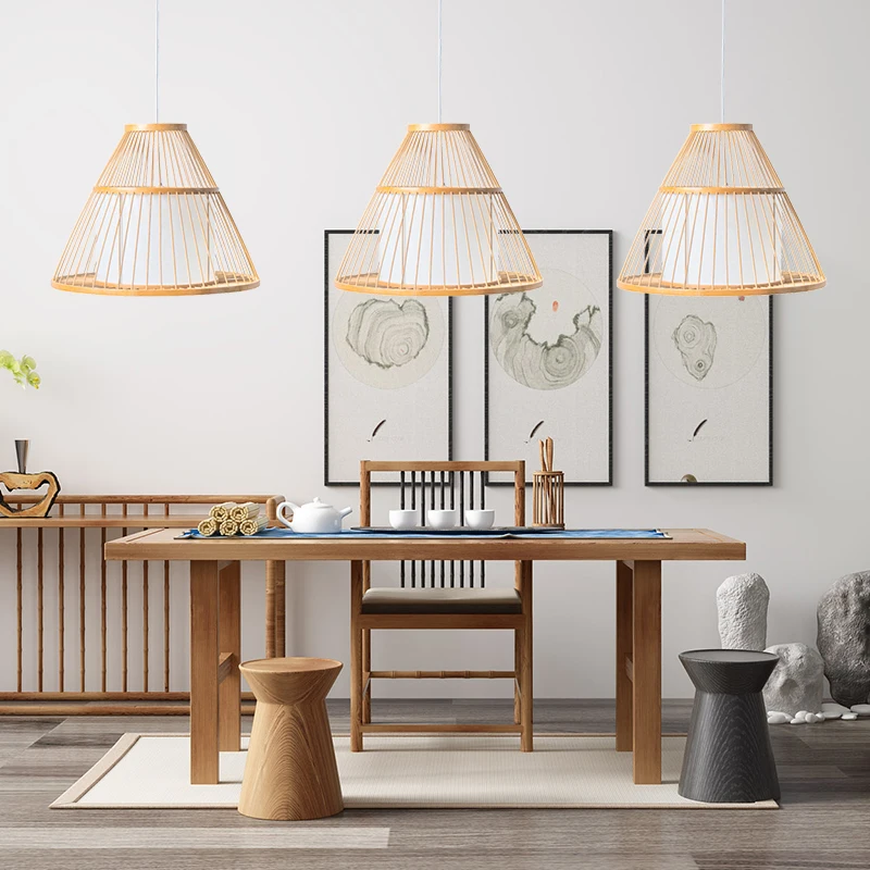 Wholesale 2022 New Style natural Bamboo pendant light lampshade for decor