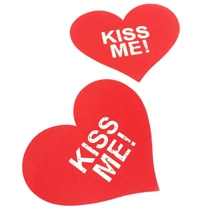 
Wholesale Kiss Me Breast Pasties Satin Fabric Adhesive Glow In The Dark Disposable Nipple Pasties 
