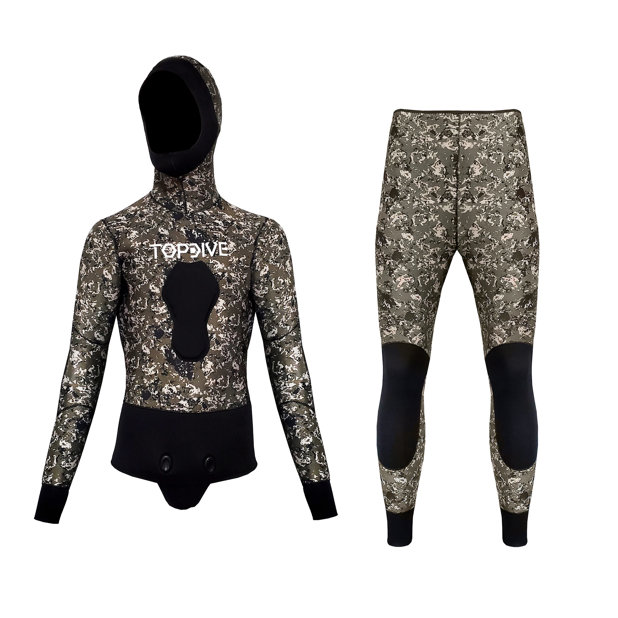 5mm Two Pieces Camouflage Spearfishing Wetsuit Underwater Hunting Suit Camouflaged Spearfishing Apparel