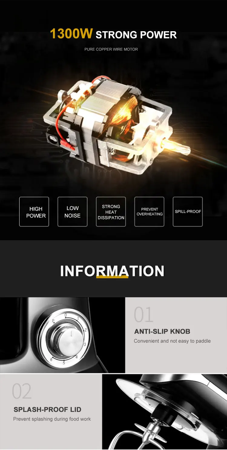 New Arrival Heavy Duty, 6 speed powerful Planetary Cake Dough Mixer Stainless Steel Electric Food Mixer/