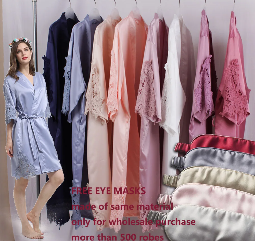 NEW Ready to ship lace trimed matte satin robe