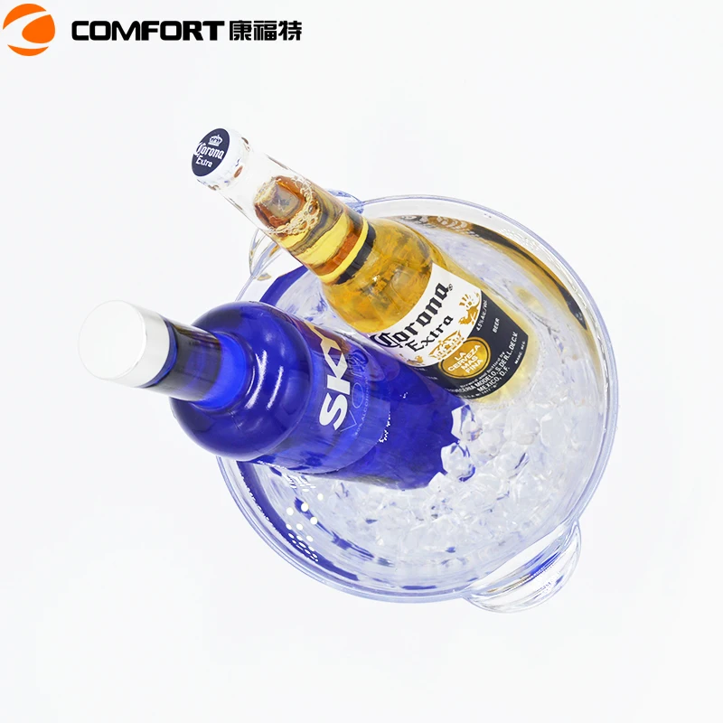 Cheap round 4.5L ps plastic sparkling gin champagne beer LED  ice bucket for events