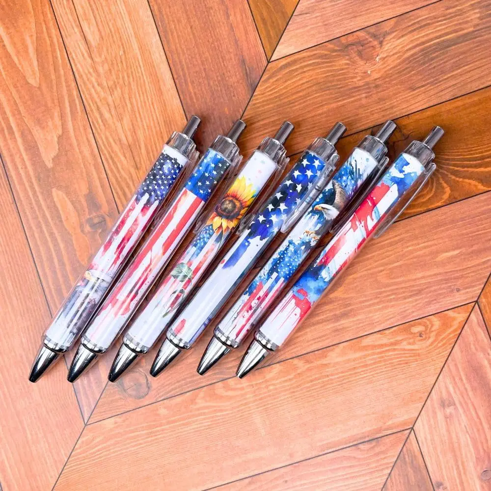 Custom Patriotic Metal American Flag Pen Retractable USA Themed Ballpoint for Independence Day Veteran Swat Souvenir Gifts