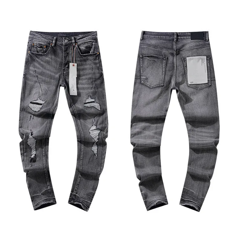 Jeans manufacturers direct spot American high street black blue holes a wholesale