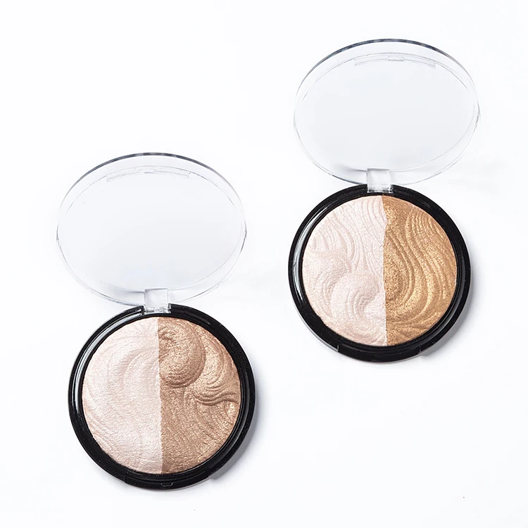 2 colors Baked Powder High Pigment  Glitter Private Label Highlight Blush Bronzer Powder
