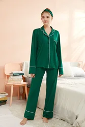 2023 Summer Bamboo New Green High Quality Casual Three Piece Pajamas Bamboo Pajamas For Women