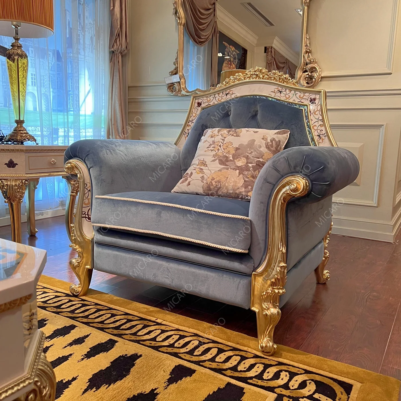 luxury Italian 1+2+3 sofa set furniture velvet fabric antique living room sofa